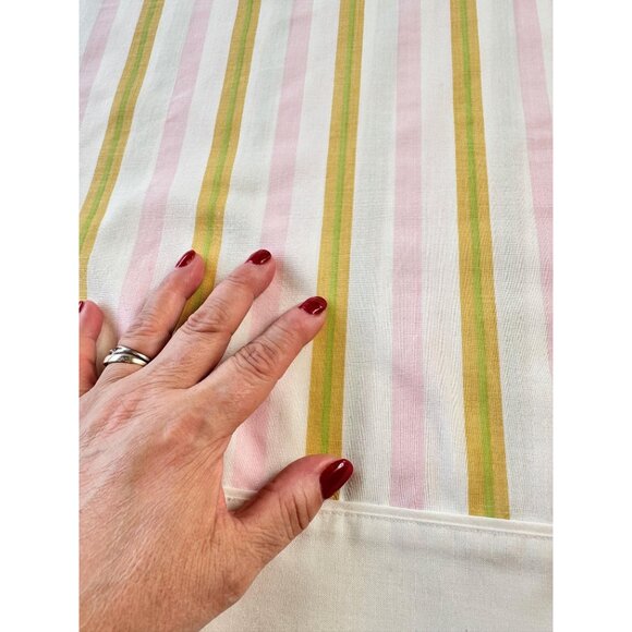 Vintage 70s pillowcase, striped pink yellow and white, single pillow sham - Picture 4 of 9